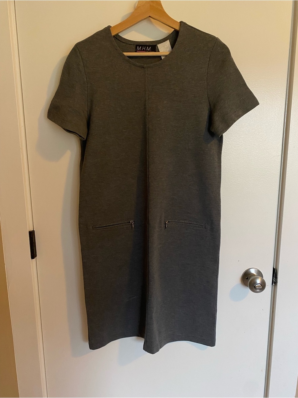 M.H.M Melissa Harper Dark Gray Short-Sleeve Mini Shift Dress